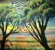 Drip Trees 24"x36"acrylic pastel & enamel on canvas