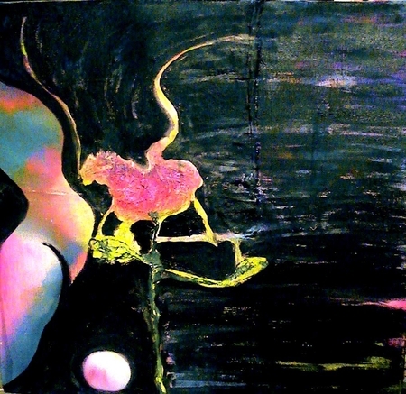 Pink Pearl acrylic on canvas on wood Lorraine & Tony