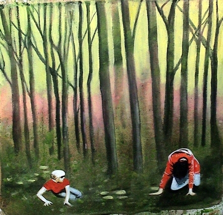 The Red Coats are coming 20"x24" acrylic & oil on canvas