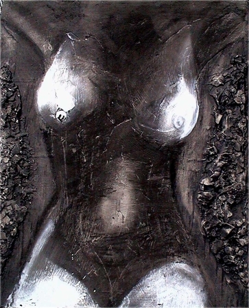 Torso mixed media on wood