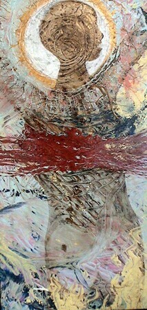 "Wounded Spirit enamel & acrylic on canvas 24"x 48"
